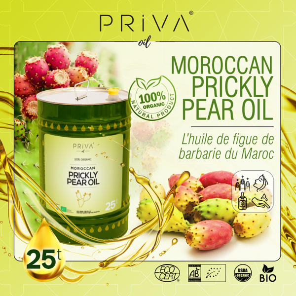 Priva Oil Prickly Pear Seed Oil (Cactus Barbary Fig Oil) Pure Certified Organic Anti Aging